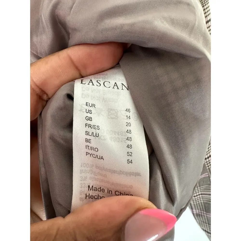 Lascana Pink‎ Plaid Preppy Academia Work Career Single Breasted Blazer Size 14
